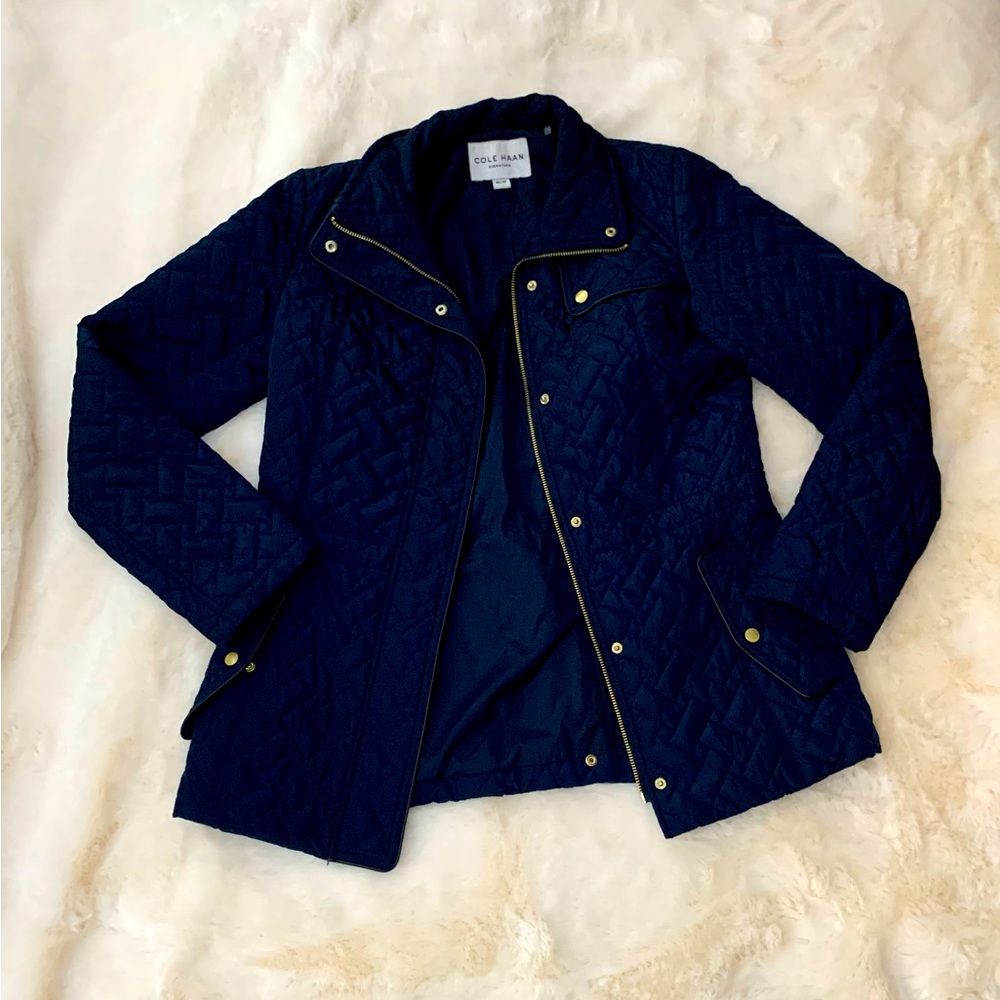Cole Haan navy blue quilted jacket